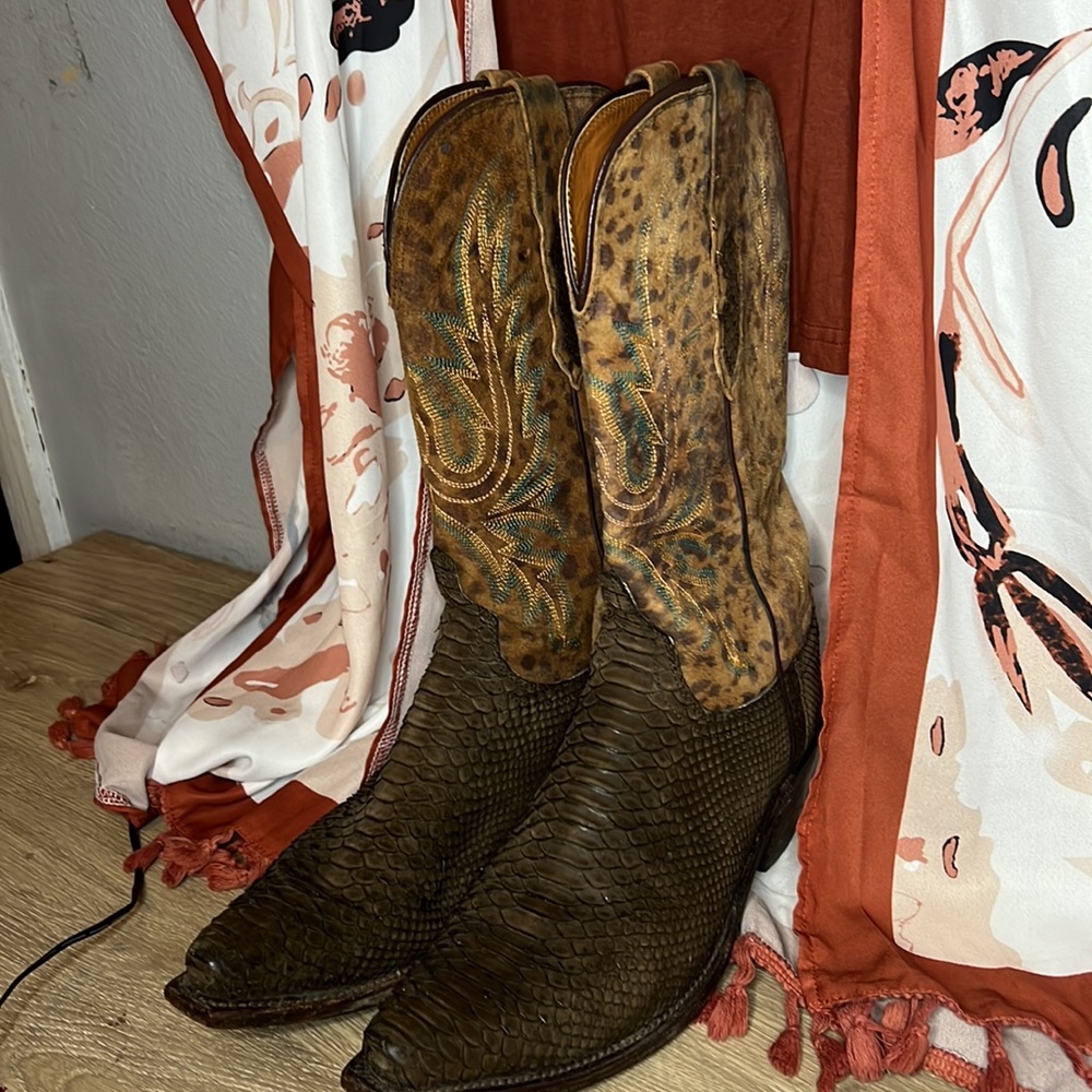 Leopard Print Python Boots - image 3